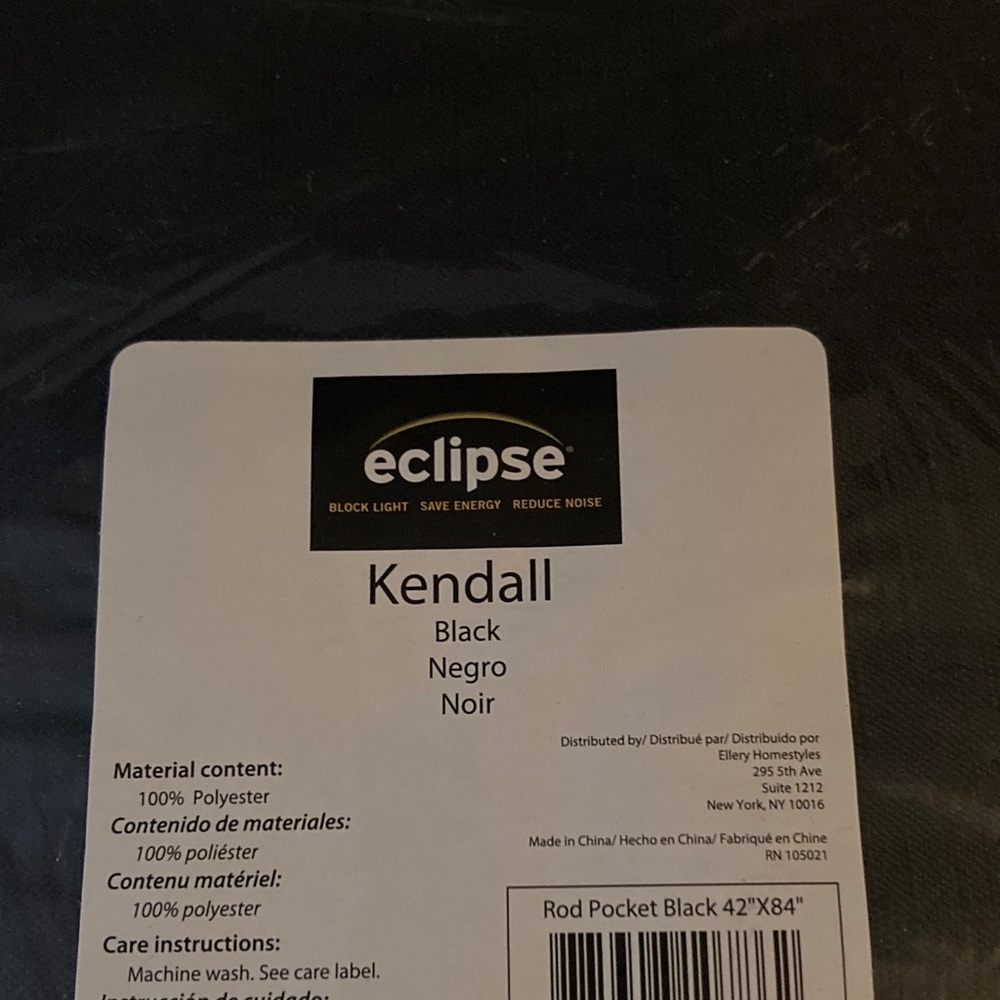 Eclipse Kendall Black Curtain Panel 42”x84”